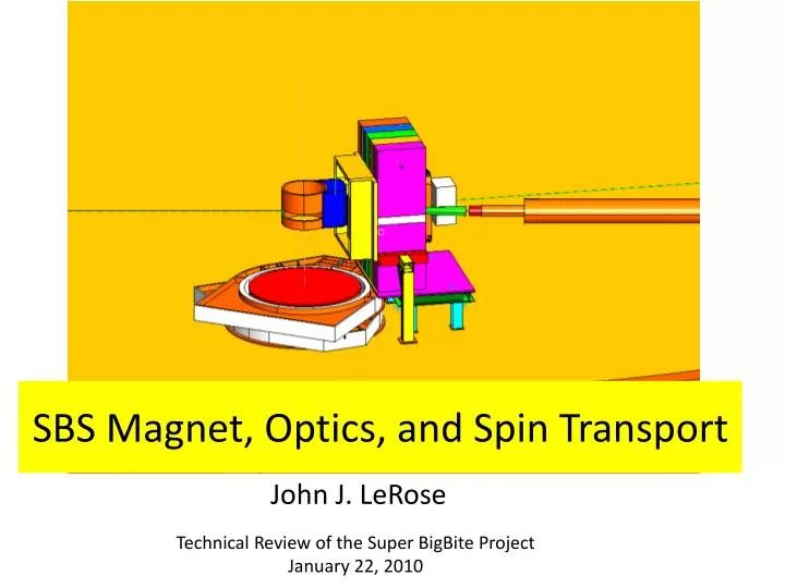 sbs magnet optics and spin transport