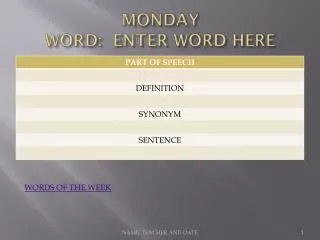 MONDAY WORD: ENTER WORD HERE