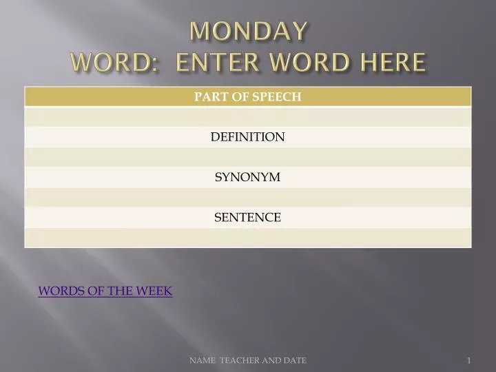 monday word enter word here
