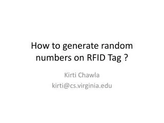 How to generate random numbers on RFID Tag ?