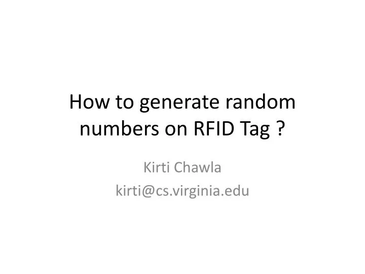 how to generate random numbers on rfid tag