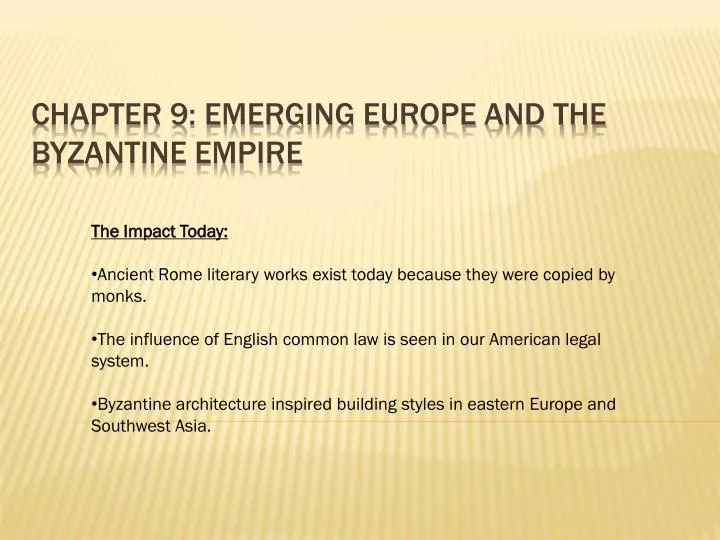 chapter 9 emerging europe and the byzantine empire