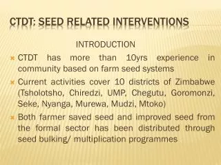CTDT: Seed Related Interventions