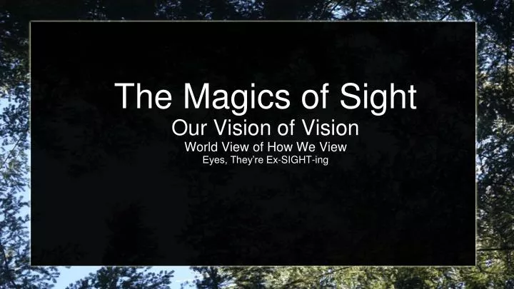 the magics of sight our vision of vision world view of how we view eyes they re ex sight ing