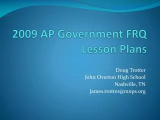 2009 AP Government FRQ Lesson Plans