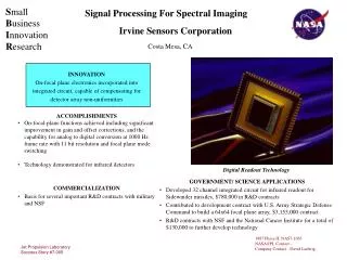 Signal Processing For Spectral Imaging