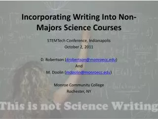 Incorporating Writing Into Non-Majors Science Courses