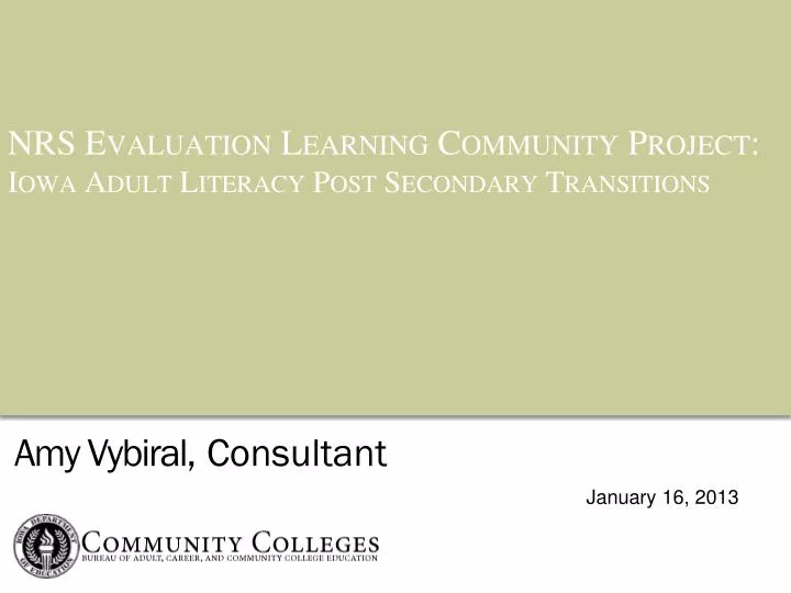 nrs evaluation learning community project iowa adult literacy post secondary transitions
