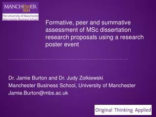 Dr. Jamie Burton and Dr. Judy Zolkiewski Manchester Business School, University of Manchester