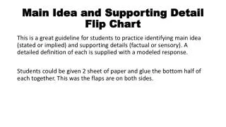 Main Idea and Supporting Detail Flip Chart