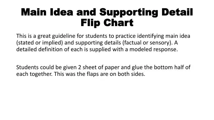 main idea and supporting detail flip chart