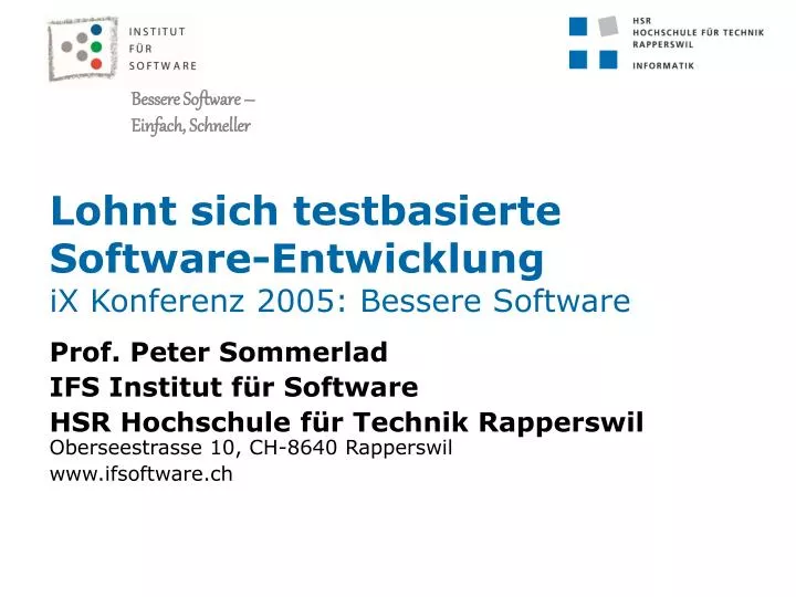 lohnt sich testbasierte software entwicklung ix konferenz 2005 bessere software
