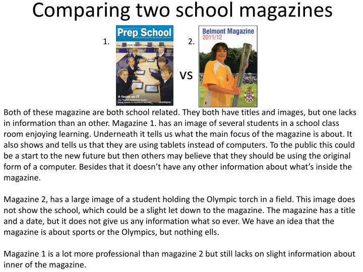 comparing two school magazines