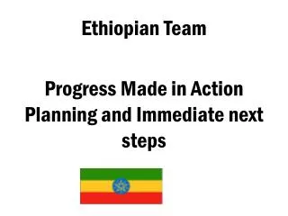 Ethiopian Team Progress Made in Action Planning and Immediate next steps