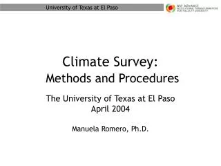 Climate Survey: Methods and Procedures
