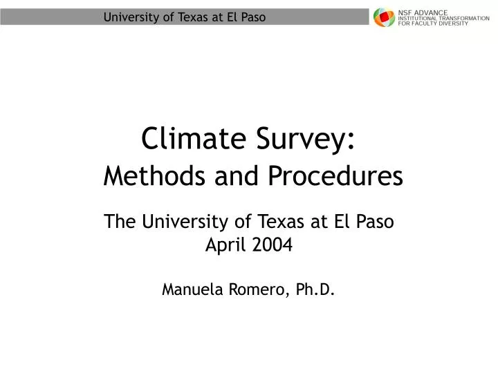 climate survey methods and procedures