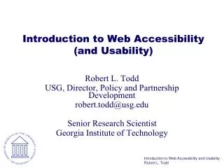 Introduction to Web Accessibility (and Usability)