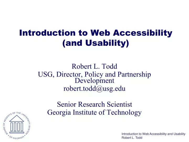 introduction to web accessibility and usability