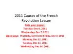 2011 Causes of the French Revolution Lesson