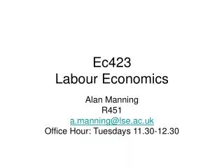 Ec423 Labour Economics