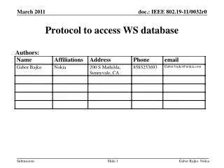 Protocol to access WS database