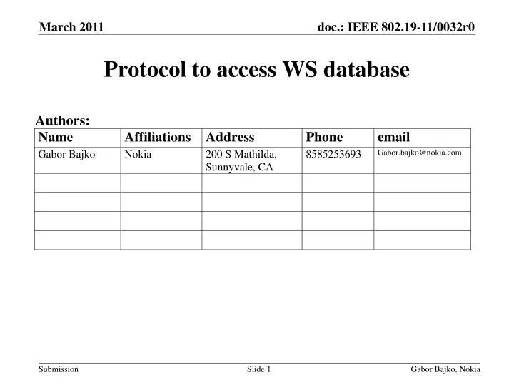 protocol to access ws database