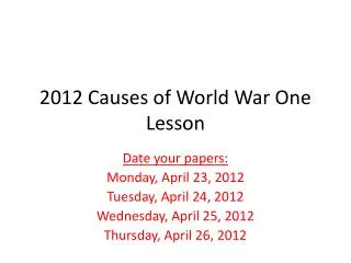 2012 Causes of World War One Lesson