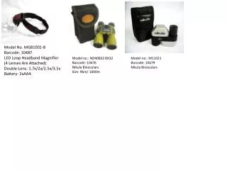 Model No. MG81001-B Barcode: 10487 LED Loop Headband Magnifier (4 Lenses Are Attached)