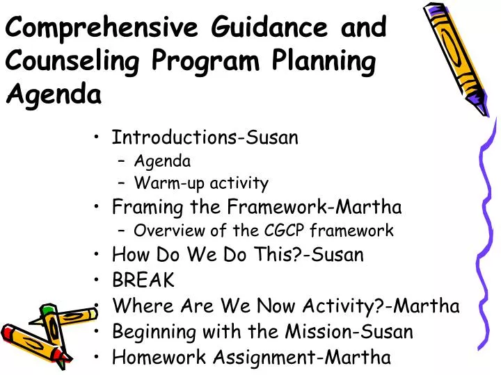 comprehensive guidance and counseling program planning agenda
