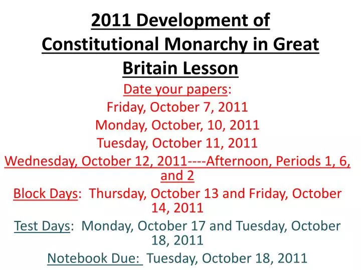 2011 development of constitutional monarchy in great britain lesson