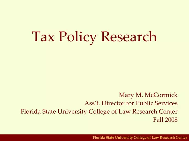 tax policy research