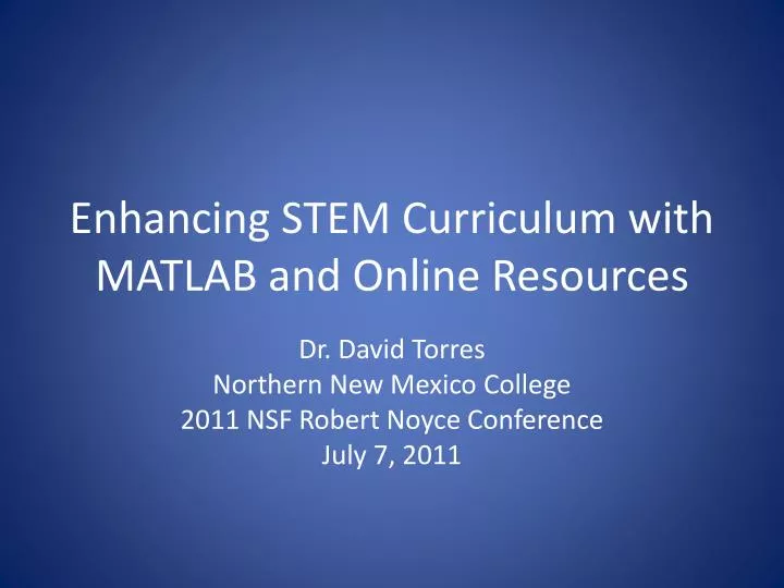 enhancing stem curriculum with matlab and o nline resources