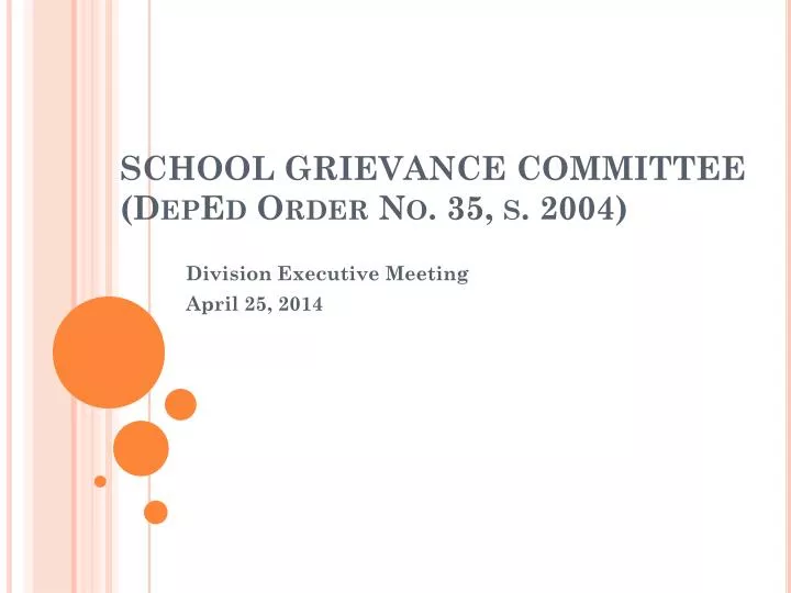 school grievance committee deped order no 35 s 2004