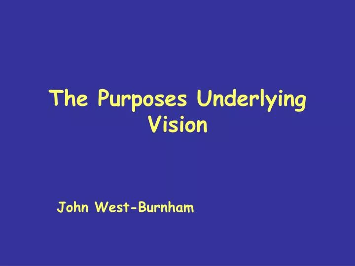 the purposes underlying vision