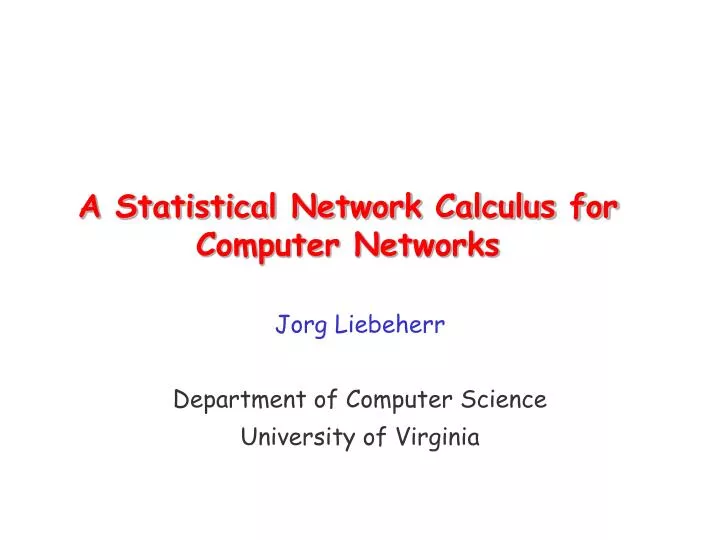 a statistical network calculus for computer networks
