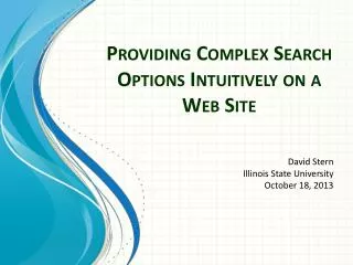 Providing Complex Search Options Intuitively on a Web Site