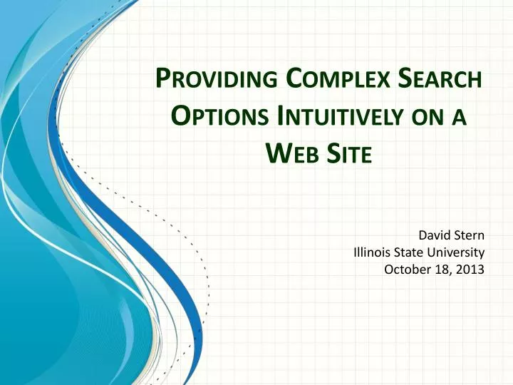 providing complex search options intuitively on a web site