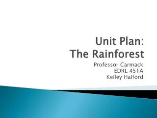 Unit Plan: The Rainforest