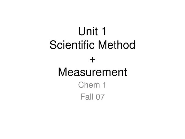 unit 1 scientific method measurement