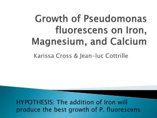 Growth of Pseudomonas fluorescens on Iron, Magnesium, and Calcium
