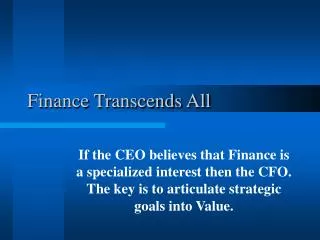 finance transcends all