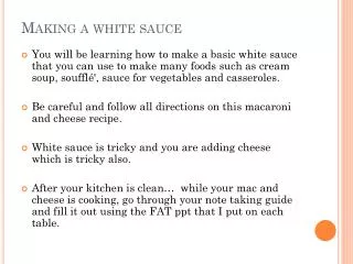 Making a white sauce