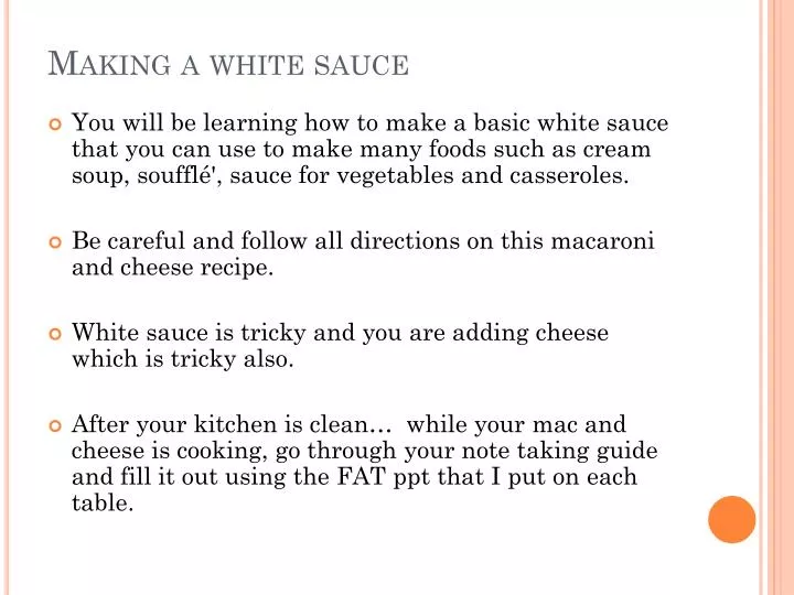 making a white sauce