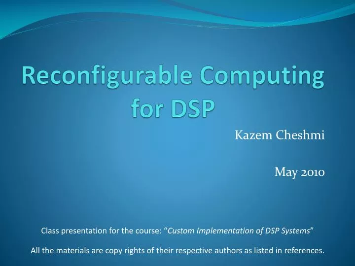 reconfigurable computing for dsp