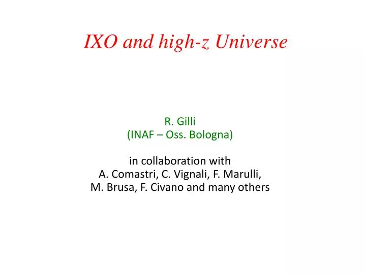 ixo and high z universe