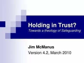 Holding in Trust? Towards a theology of Safeguarding
