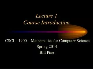 Lecture 1 Course Introduction
