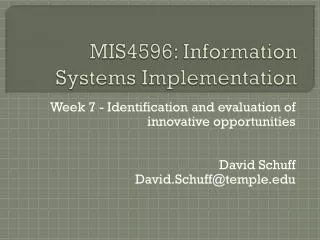 MIS4596: Information Systems Implementation