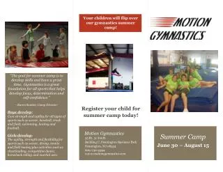 Your children will flip over our gymnastics summer camp!