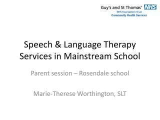 Speech &amp; Language Therapy Services in Mainstream School